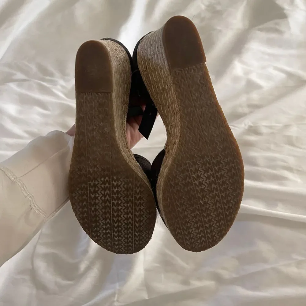 Michael Michael Kors Espadrilles Canvas and Leather Boho Wedges Size 6‎